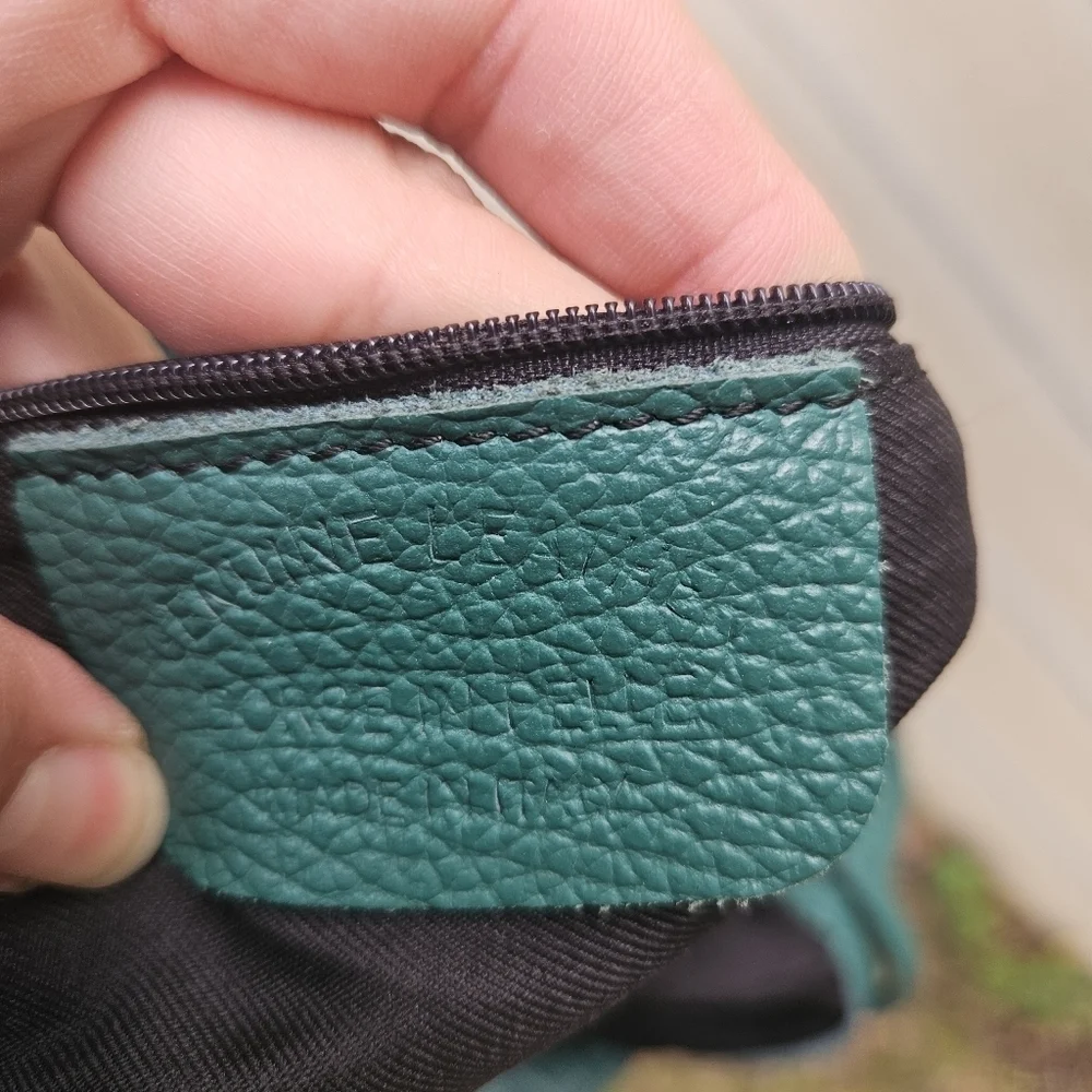 green genuine leather mini backpack made in Italy